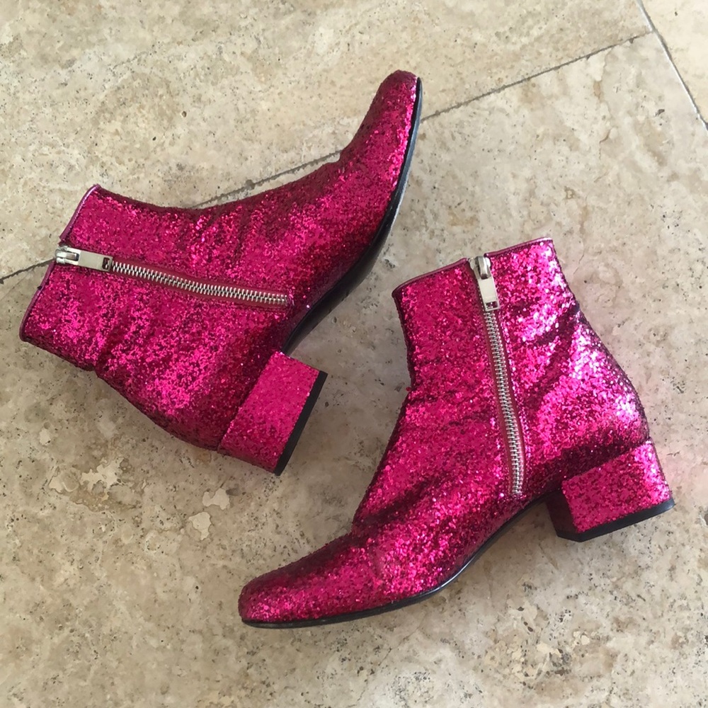 SAINT LAURENT FW14 GLITTER BOOTS - HEDI SLIMANE